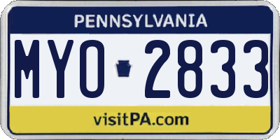 PA license plate MYO2833