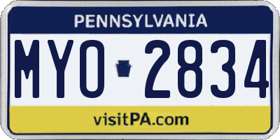 PA license plate MYO2834