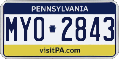PA license plate MYO2843