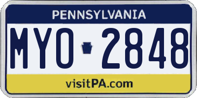 PA license plate MYO2848