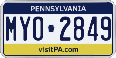 PA license plate MYO2849