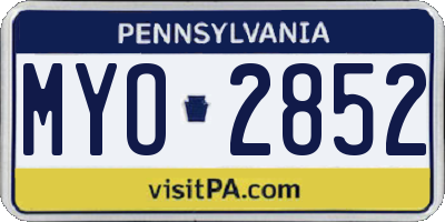 PA license plate MYO2852