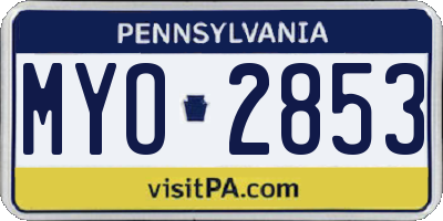 PA license plate MYO2853