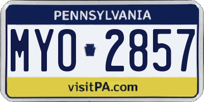 PA license plate MYO2857