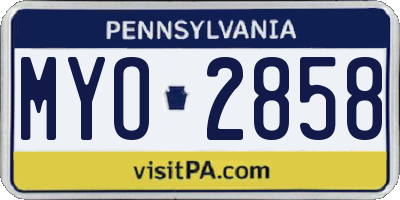 PA license plate MYO2858