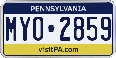 PA license plate MYO2859