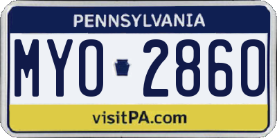 PA license plate MYO2860