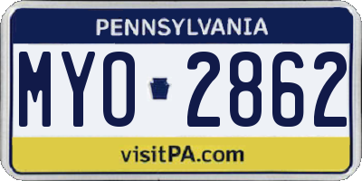 PA license plate MYO2862