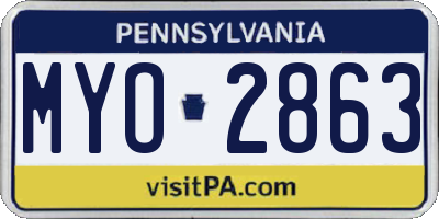 PA license plate MYO2863