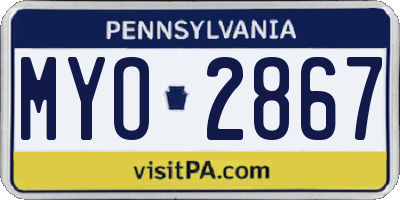PA license plate MYO2867