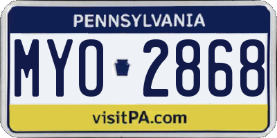 PA license plate MYO2868