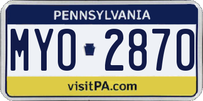 PA license plate MYO2870