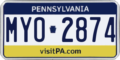 PA license plate MYO2874