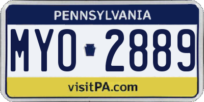 PA license plate MYO2889