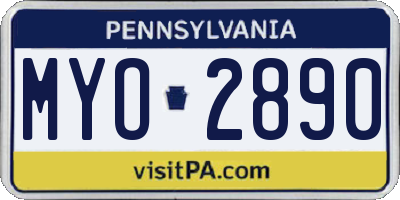 PA license plate MYO2890