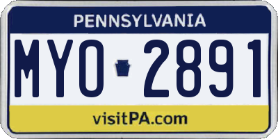 PA license plate MYO2891