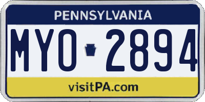 PA license plate MYO2894