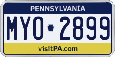 PA license plate MYO2899