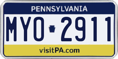 PA license plate MYO2911