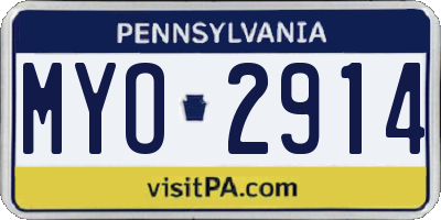 PA license plate MYO2914