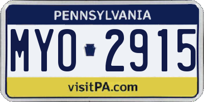 PA license plate MYO2915