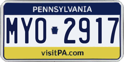 PA license plate MYO2917