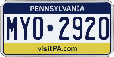 PA license plate MYO2920