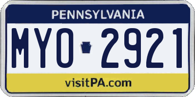 PA license plate MYO2921