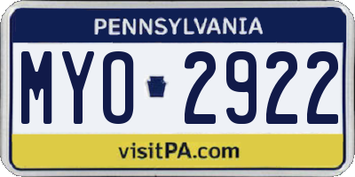 PA license plate MYO2922