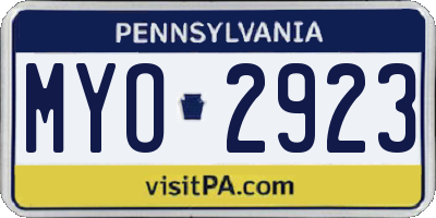 PA license plate MYO2923