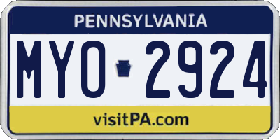 PA license plate MYO2924