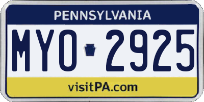 PA license plate MYO2925