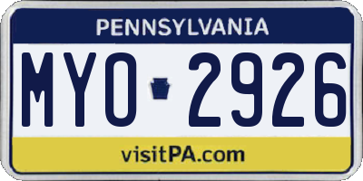 PA license plate MYO2926