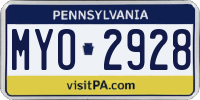 PA license plate MYO2928