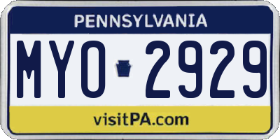 PA license plate MYO2929