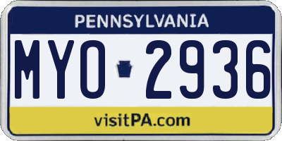 PA license plate MYO2936