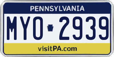 PA license plate MYO2939