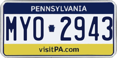 PA license plate MYO2943