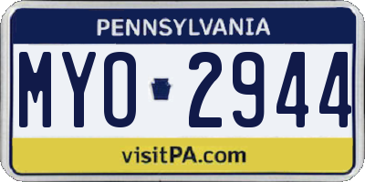 PA license plate MYO2944