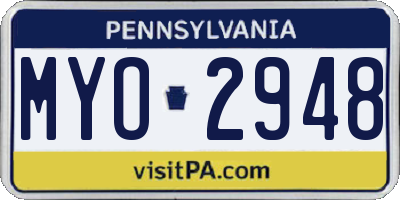 PA license plate MYO2948