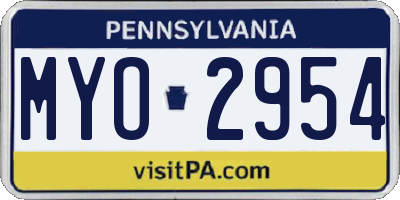 PA license plate MYO2954