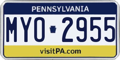 PA license plate MYO2955