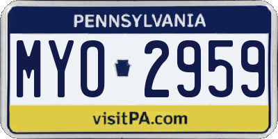 PA license plate MYO2959