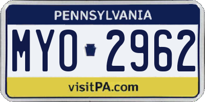 PA license plate MYO2962
