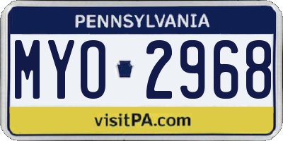 PA license plate MYO2968