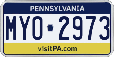PA license plate MYO2973
