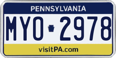 PA license plate MYO2978