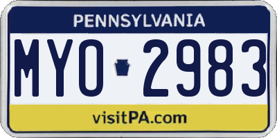 PA license plate MYO2983