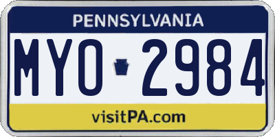 PA license plate MYO2984