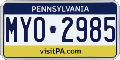 PA license plate MYO2985